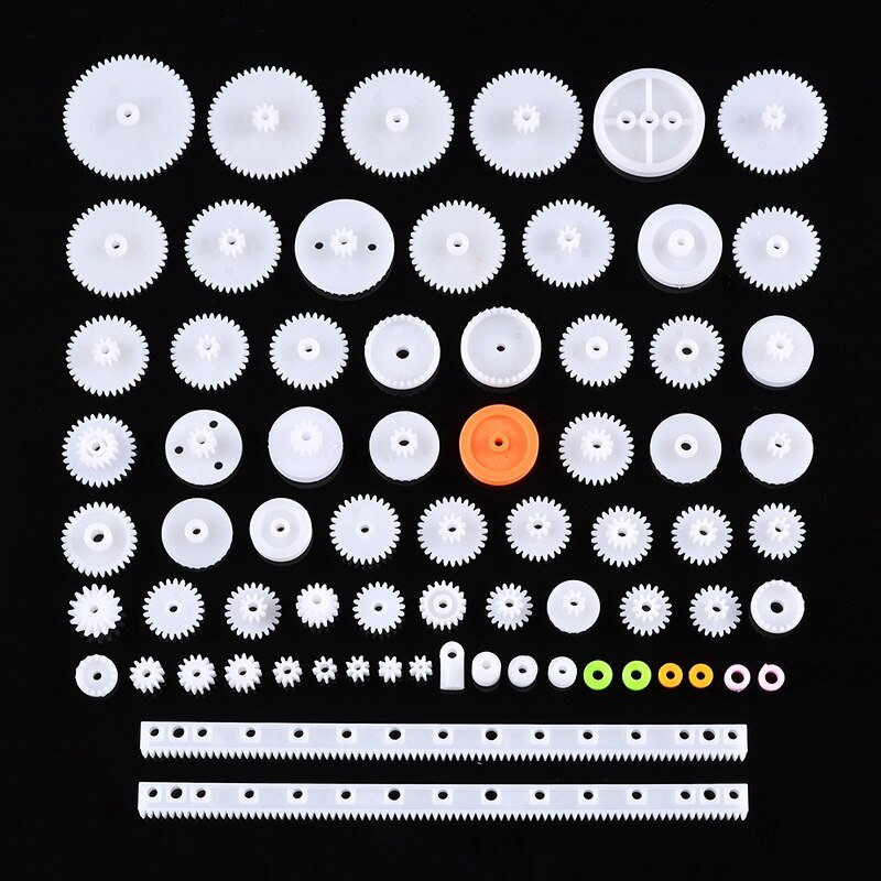 75Pcs Plastic Gear Assorted Kit Set with Various Gear and Axle Belt, Bushings and Pulleys for DIY Car Robot Project