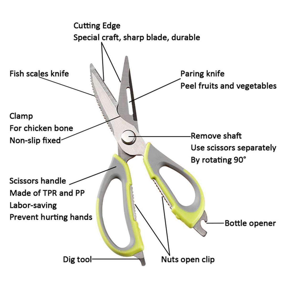 8 in 1 Stainless Steel Scissor With Plastic Handle And Cover