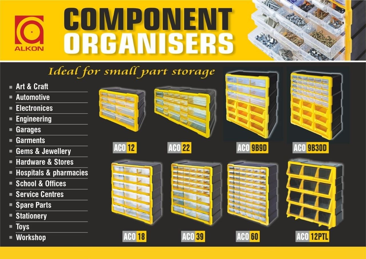 Alkon: ACO12 Component Organizer Box with 12 Drawers