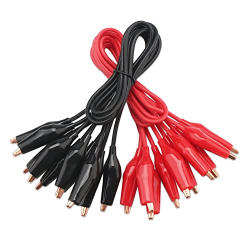 Alligator Crocodile Clips Electrical Test Lead Wire Red+Black (Pair)