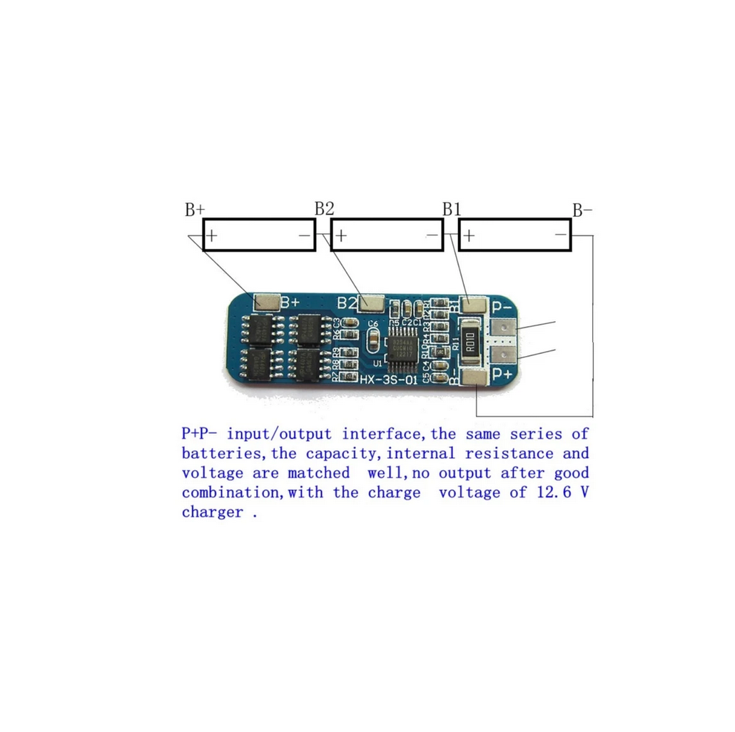 12.6V BMS 3S 10A 18650 Lithium Battery Protection Board