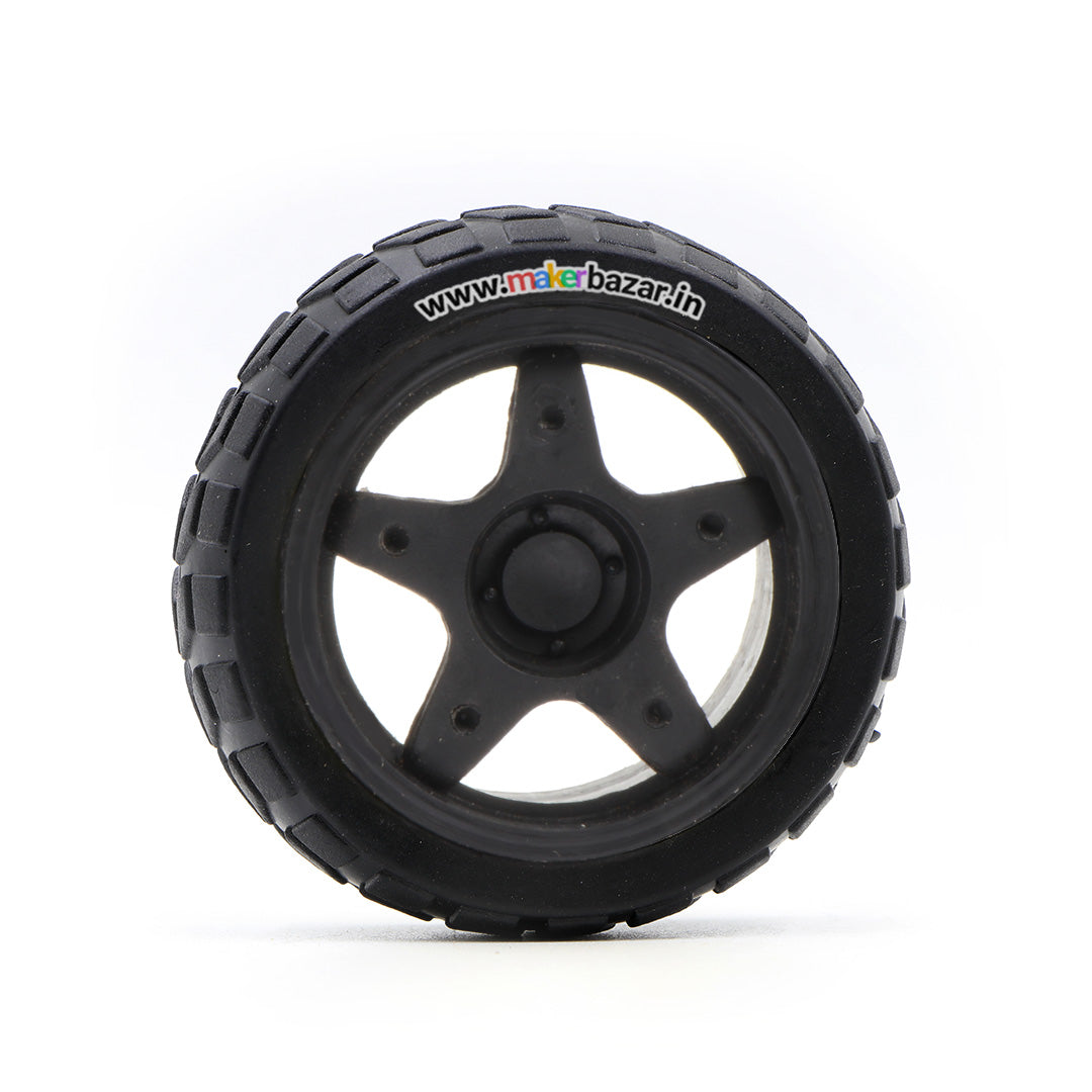 65mmX28mm Robotic Rubber Tyre Wheel for BO Motors - Black - Motor