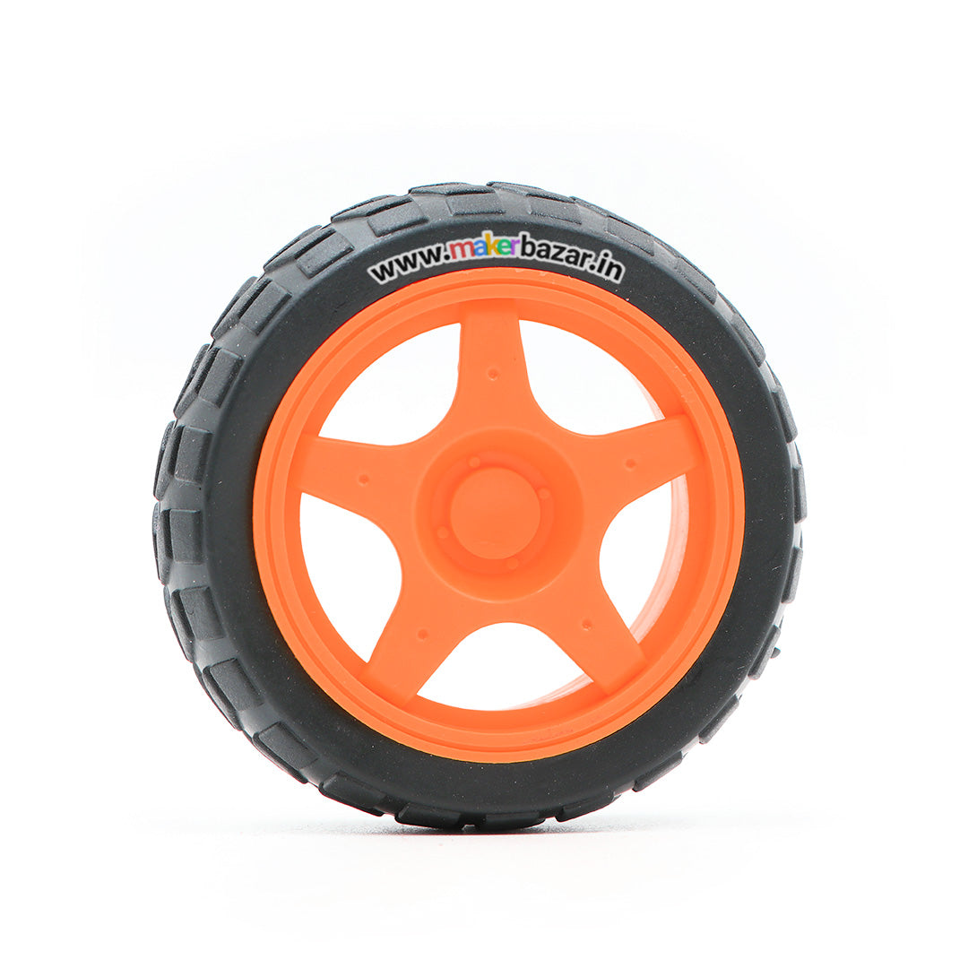 65mmX28mm Robotic Rubber Tyre Wheel for BO Motors - Orange - Motor