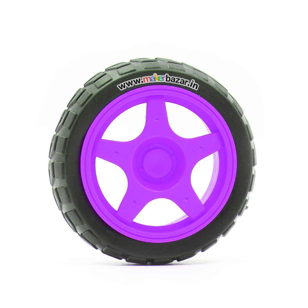 65mmX28mm Robotic Rubber Tyre Wheel for BO Motors - Purple - Motor