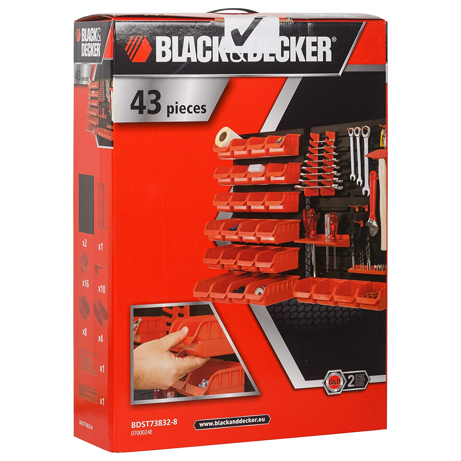 BLACK+DECKER: BDST73832-8 Wall Panel Set with Bins, Racks and Holders (43-Pieces)