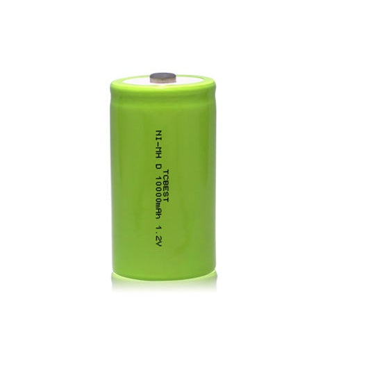 10000mAh 1.2V Size-D Cell Ni-MH Rechargeable Battery with Button Top