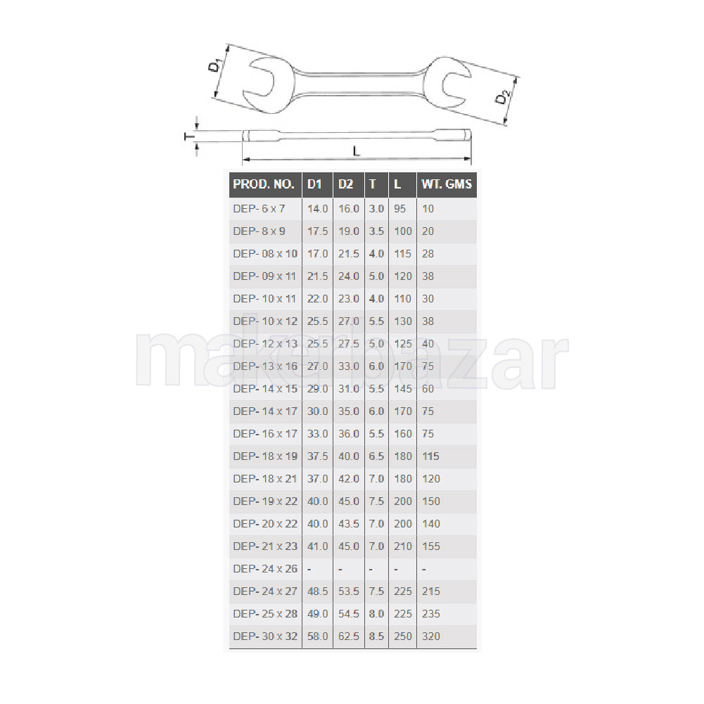 Taparia: DEP Double Ended Spanner (10mm x 11mm)