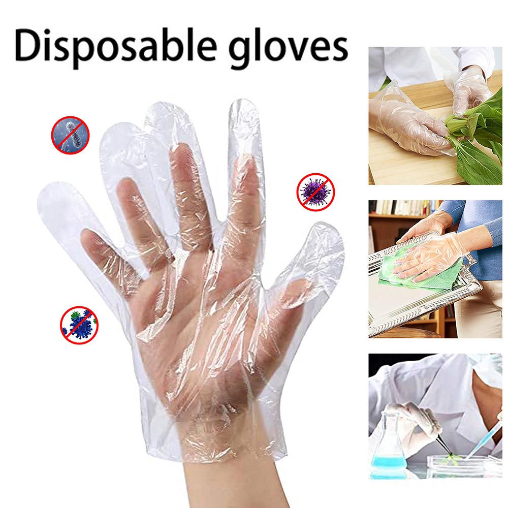 Plastic Transparent Disposable Clear Gloves White (Pack of 100)