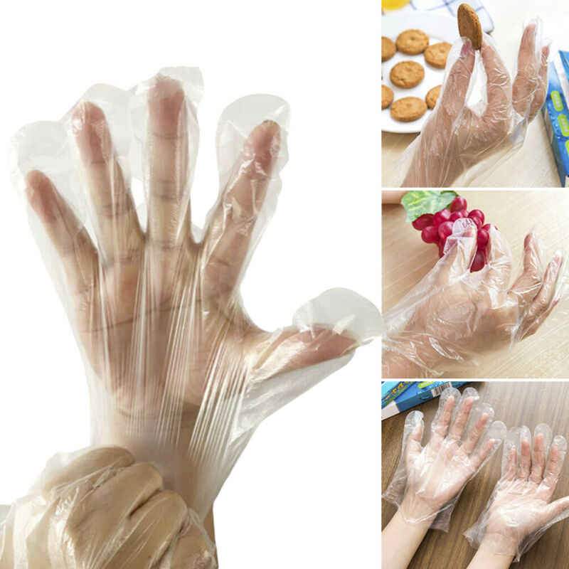 Plastic Transparent Disposable Clear Gloves White (Pack of 100)