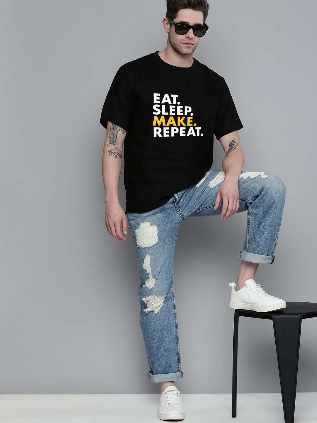 Eat Sleep Make Repeat Half Sleeve T-shirt