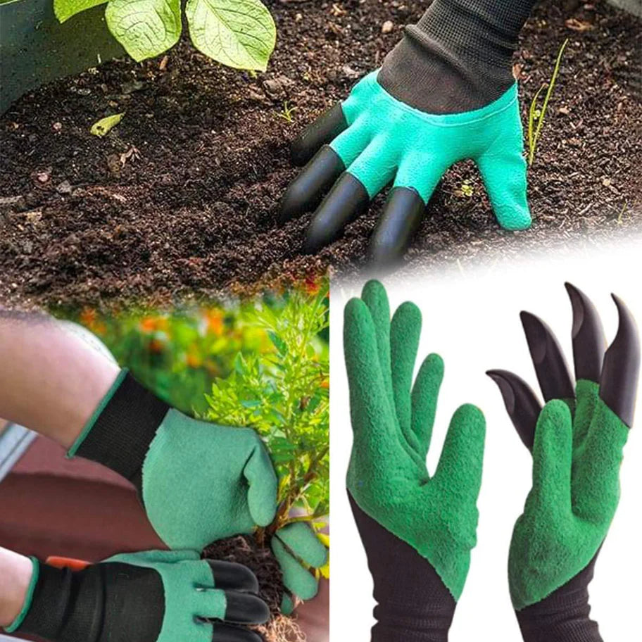 Heavy Duty Garden Farming Gloves (Pair) Washable with Right Hand Fingertips (Green)