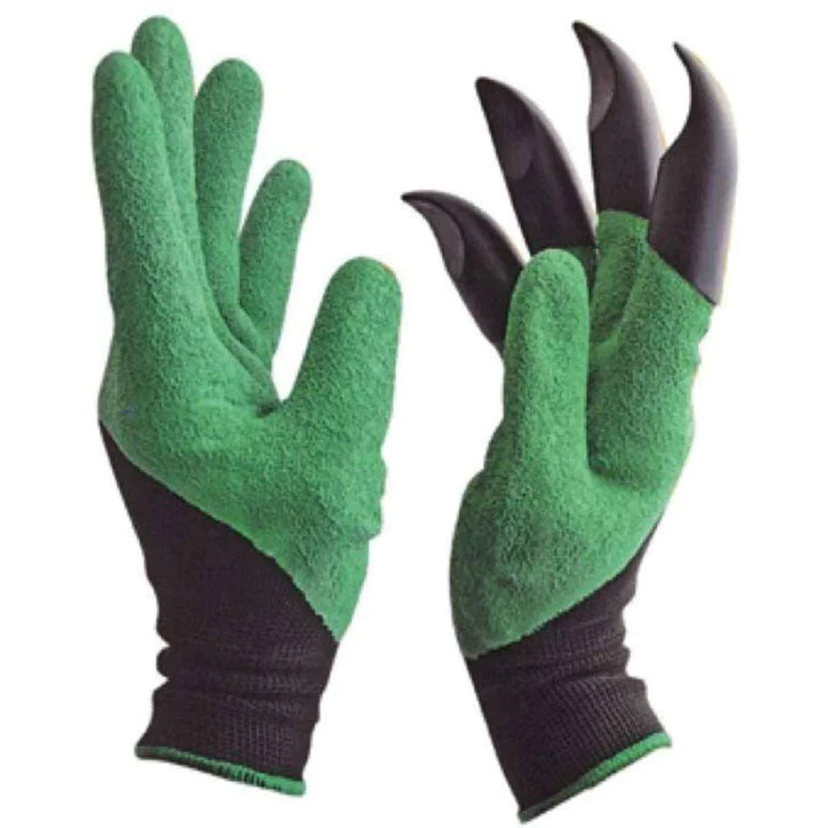 Heavy Duty Garden Farming Gloves (Pair) Washable with Right Hand Fingertips (Green)