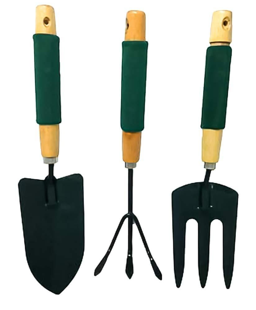 3Pcs Garden Tool Set With Wooden Handle and Foam Grip - Large