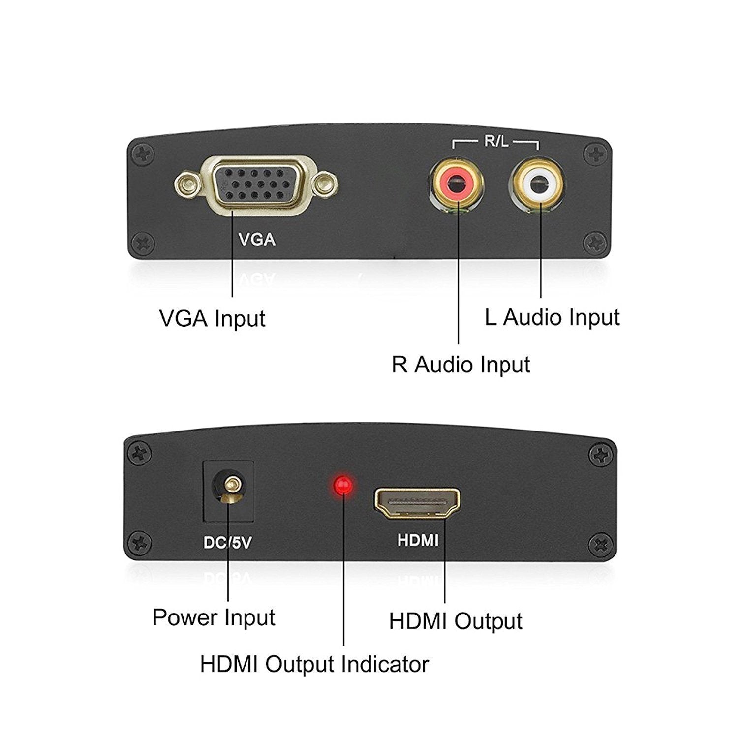 HDMI to VGA and Right/Left Audio Video Converter Adapter