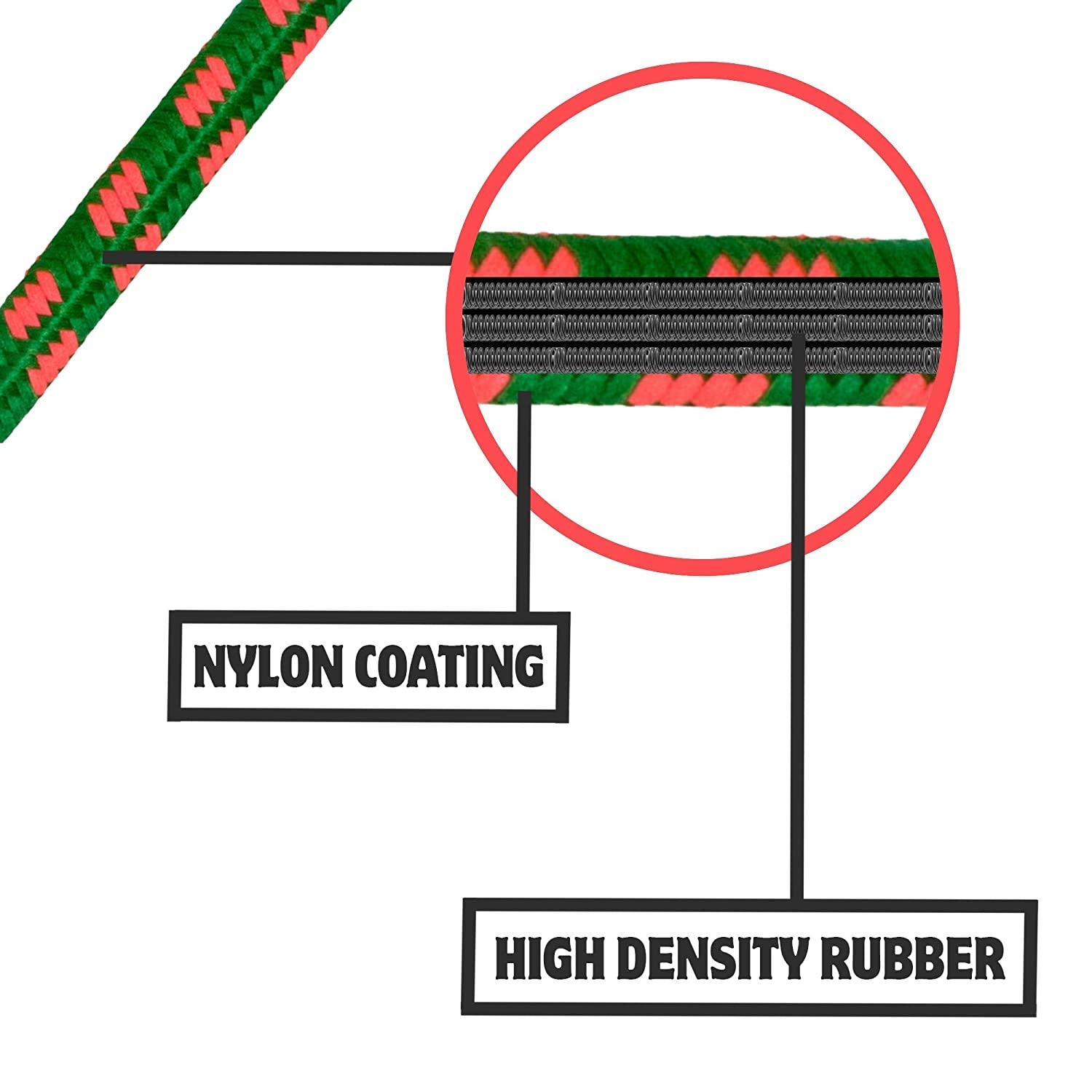 High Strength Elastic Luggage Tying Rope With Hooks - 4 Ft Length