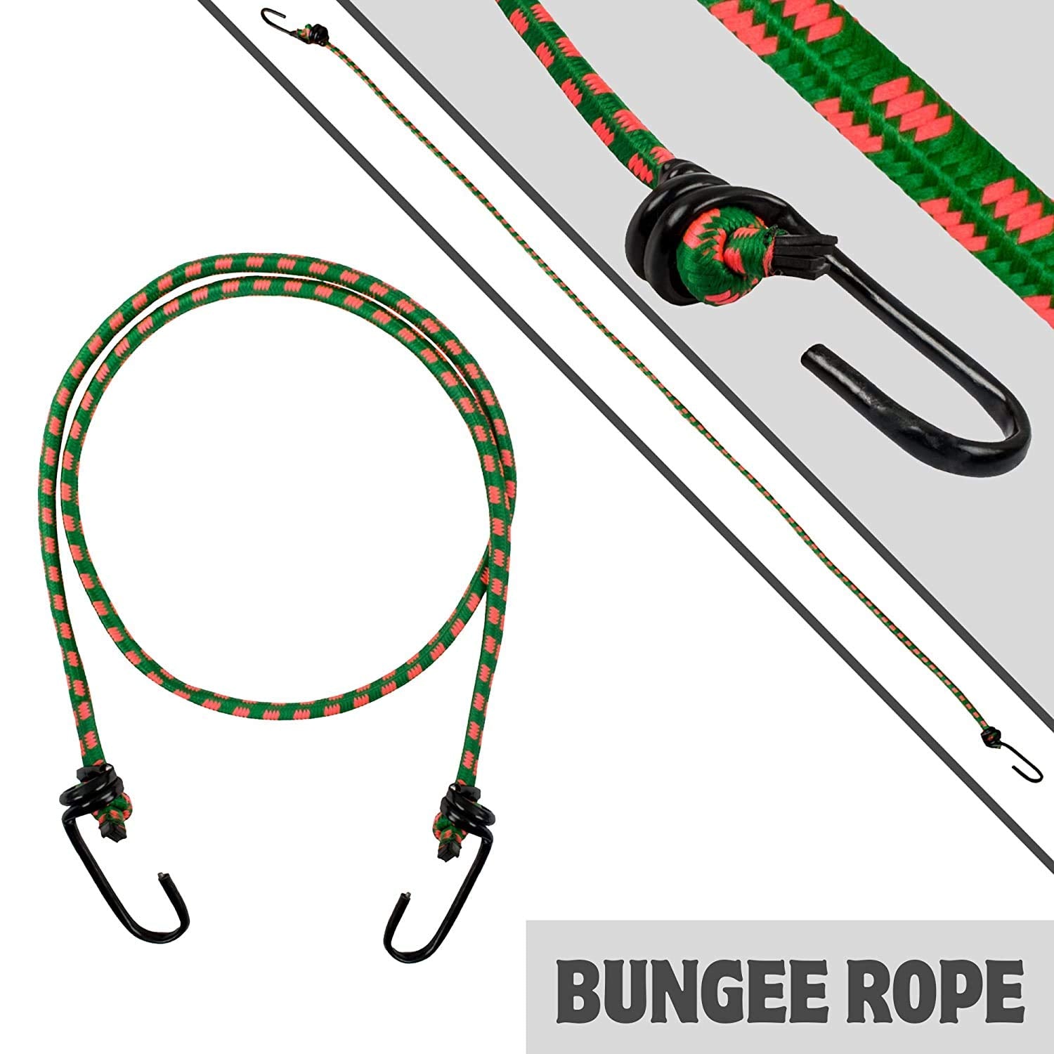 High Strength Elastic Luggage Tying Rope With Hooks - 4 Ft Length