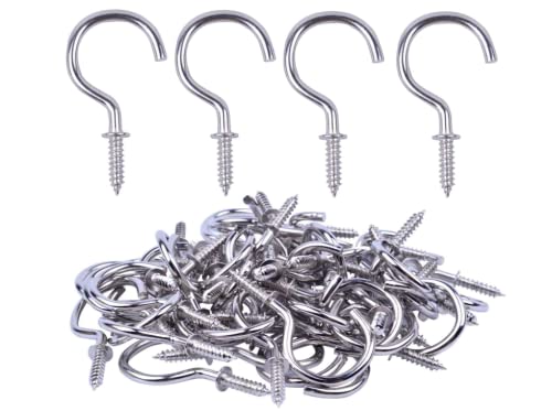 0.5in/13mm Mini J Hook Stainless Steel Ceiling Hooks Cups Screw Holder