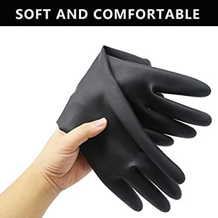 Multipurpose Natural Gum Rubber Reusable Cleaning Gloves (Pair)- Grey/Black