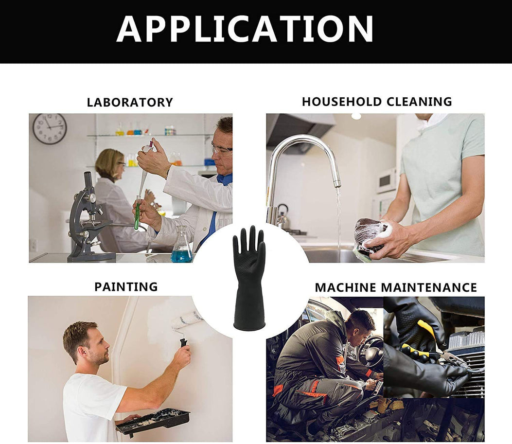 Multipurpose Natural Gum Rubber Reusable Cleaning Gloves (Pair)- Grey/Black