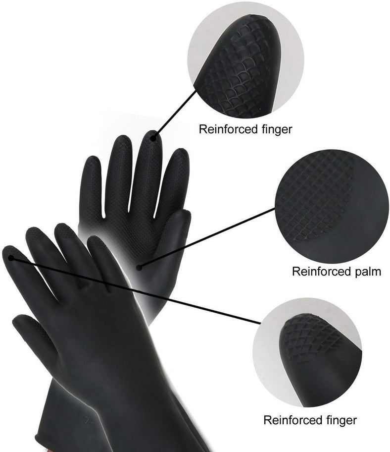 Multipurpose Natural Gum Rubber Reusable Cleaning Gloves (Pair)- Grey/Black