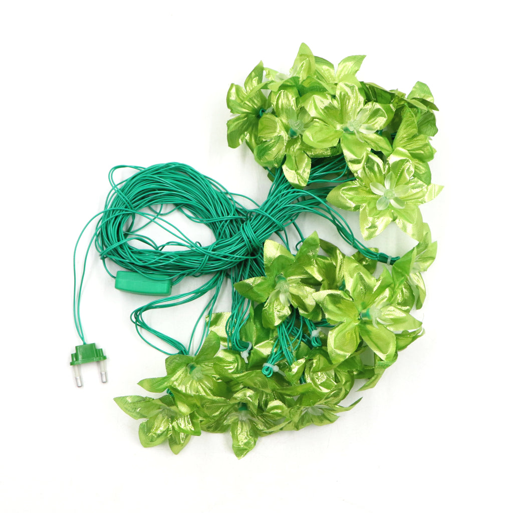 Shiny Green Silicon Flower 24 LED String Fairy Lights