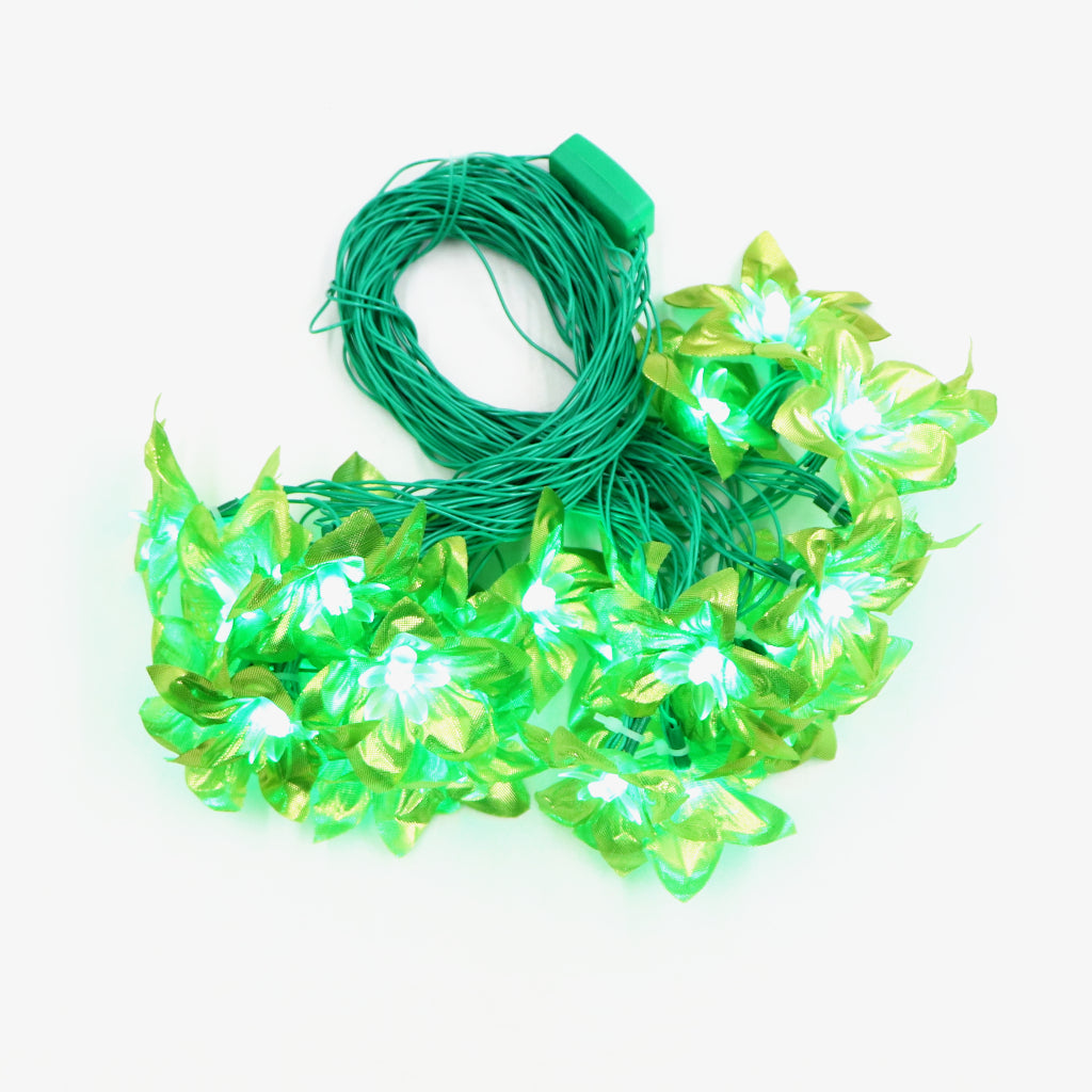 Shiny Green Silicon Flower 24 LED String Fairy Lights