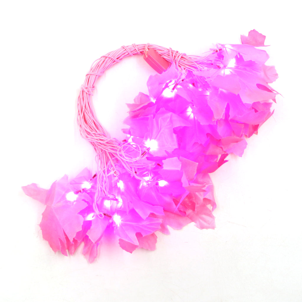 Big Pink Maple Leaf 38 LED String Fairy Lights