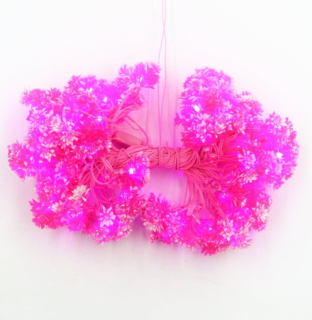 Small Pink Flower With White Tip 60 LED String Fairy Lights