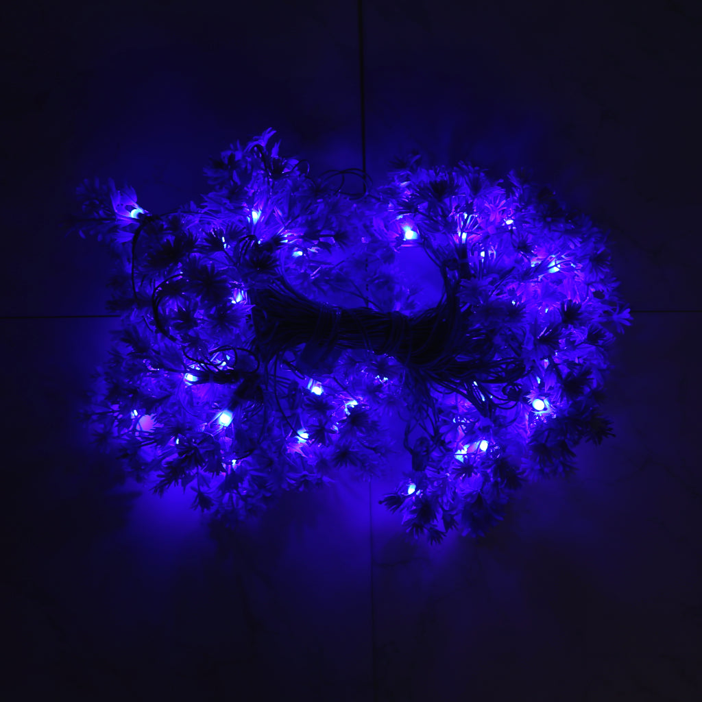 Small Purple Flower With White Tip 60 LED String Fairy Lights