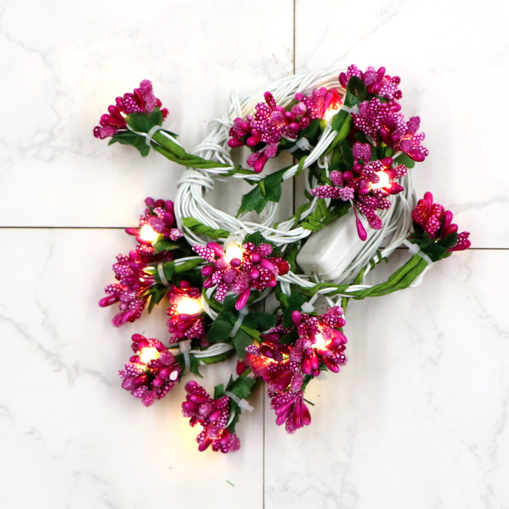 Pink Fruits Mulberry 16 LED String Fairy Lights