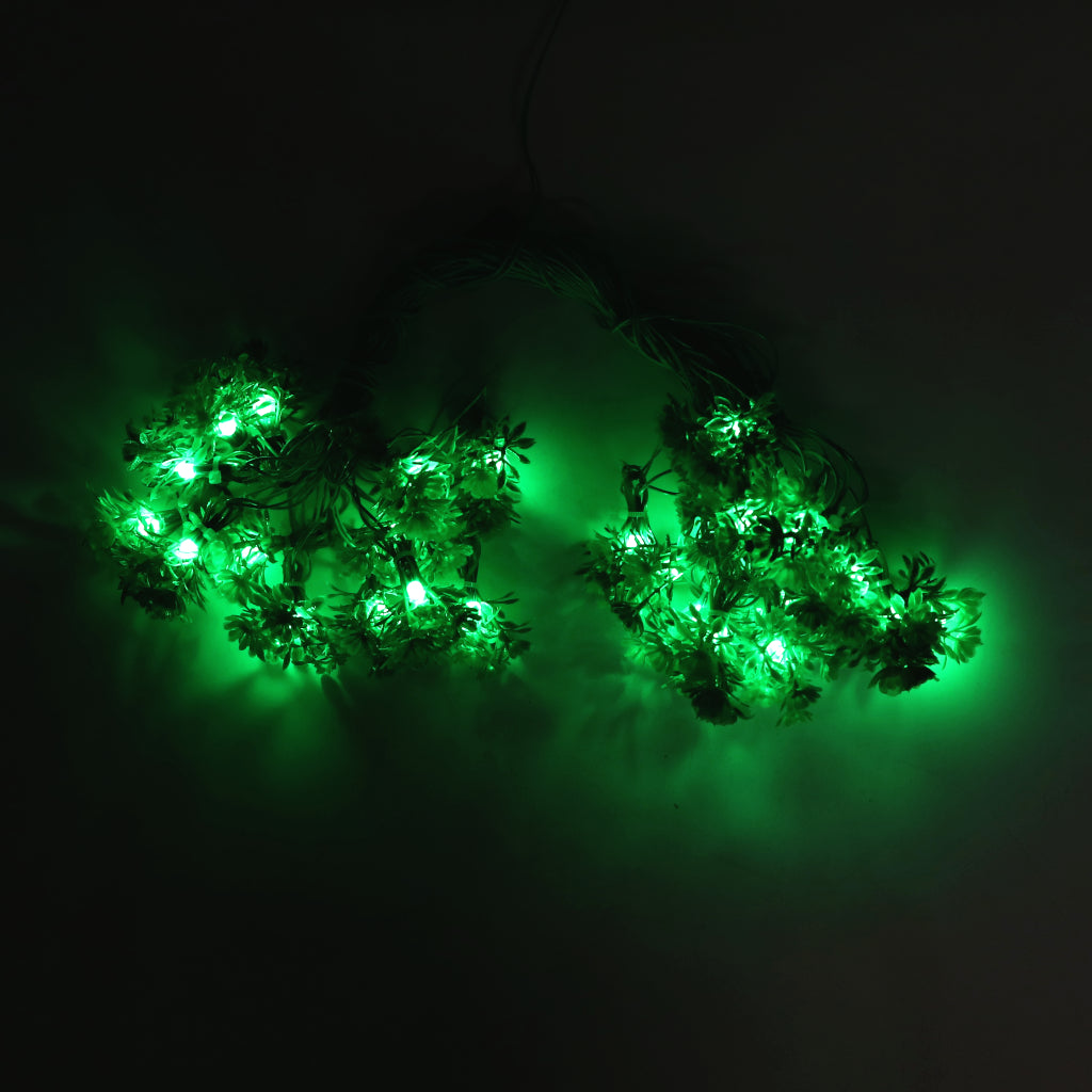 Green Leaves + Flowers 24 LED String Fairy Lights