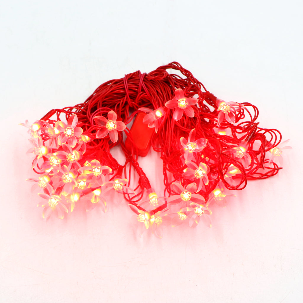Small Red Silicon Flower 42 LED String Fairy Lights
