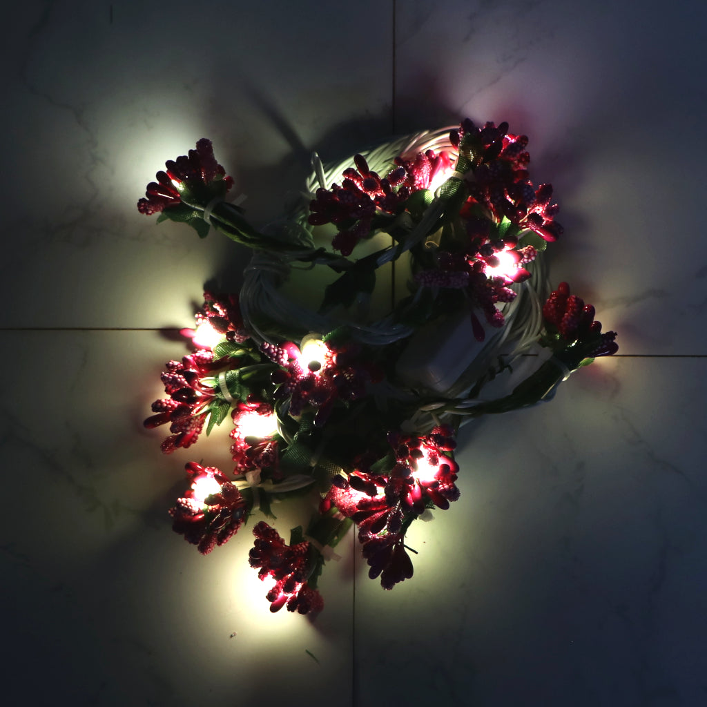 Pink Fruits Mulberry 16 LED String Fairy Lights
