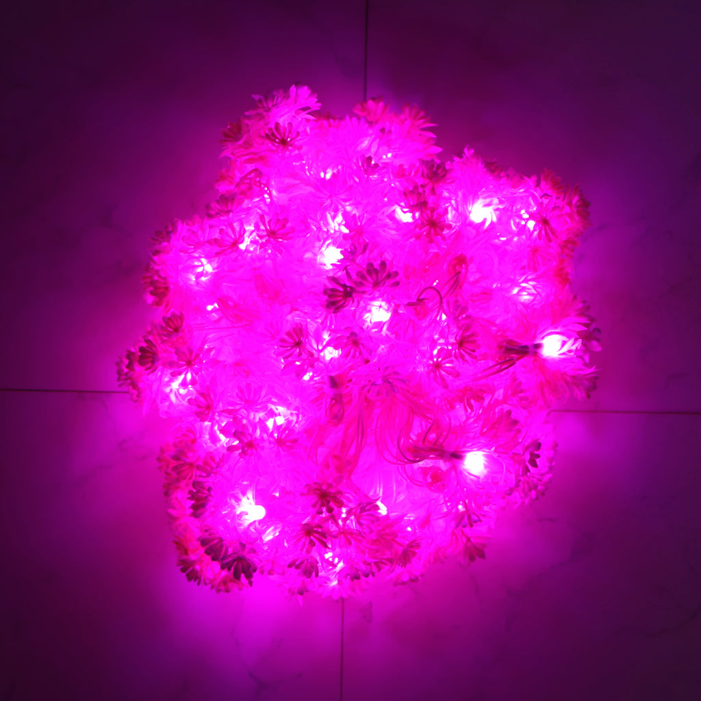 Small Pink Flower With White Tip 60 LED String Fairy Lights