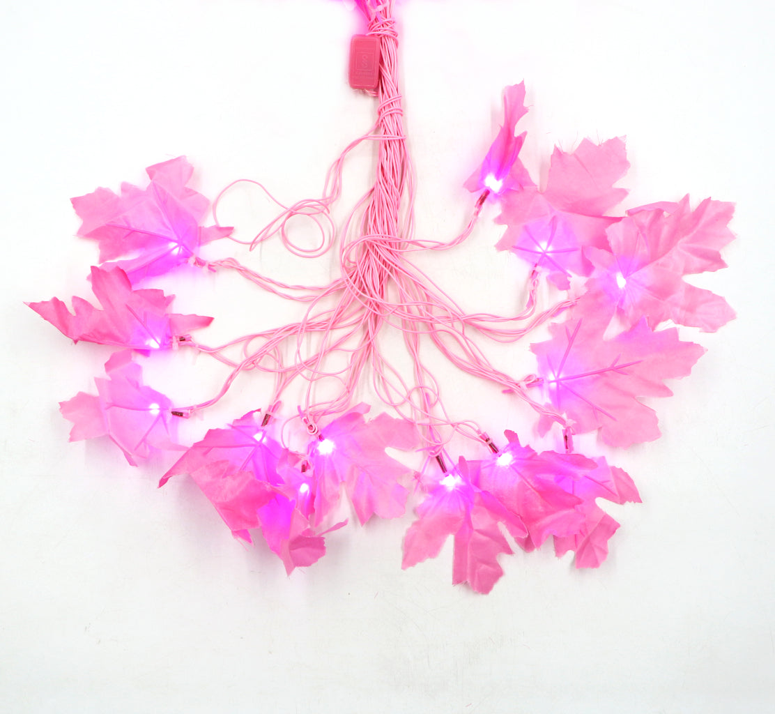 Big Pink Maple Leaf 38 LED String Fairy Lights