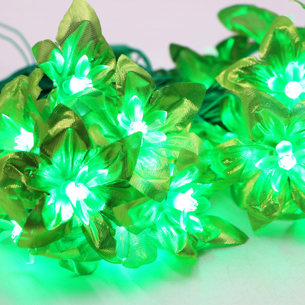 Shiny Green Silicon Flower 24 LED String Fairy Lights