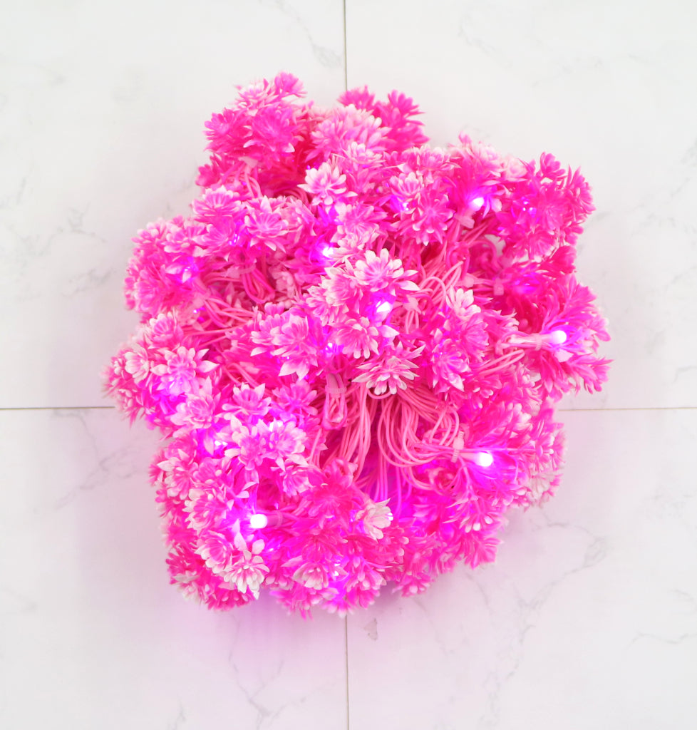Small Pink Flower With White Tip 60 LED String Fairy Lights