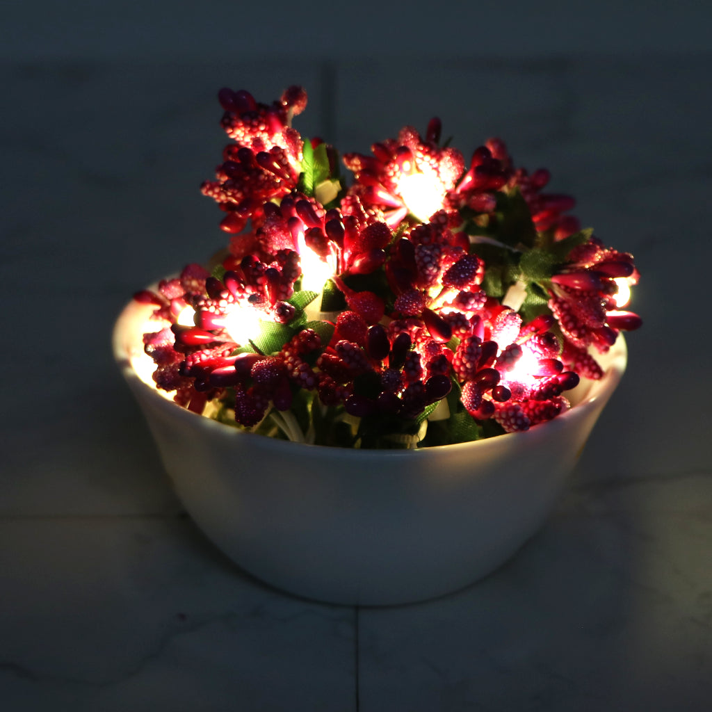Pink Fruits Mulberry 16 LED String Fairy Lights