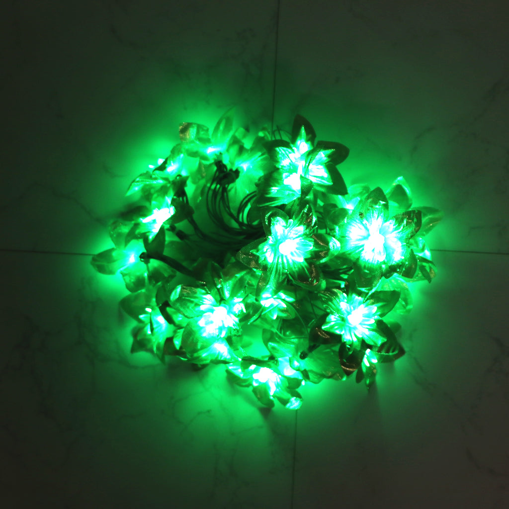 Shiny Green Silicon Flower 24 LED String Fairy Lights