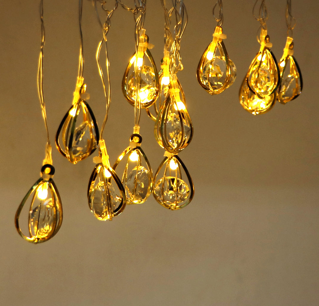 Diamond-in-Baloon 14 LED Golden String Lights