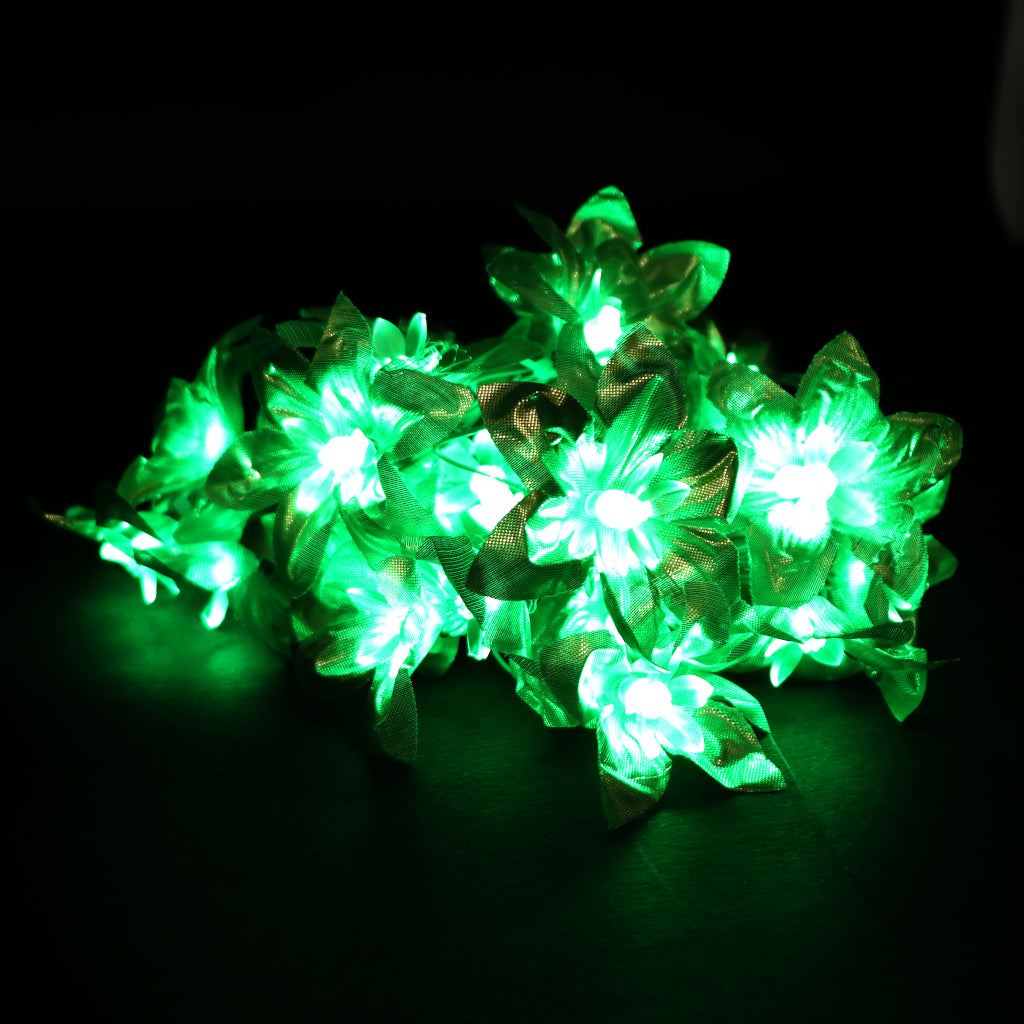 Shiny Green Silicon Flower 24 LED String Fairy Lights