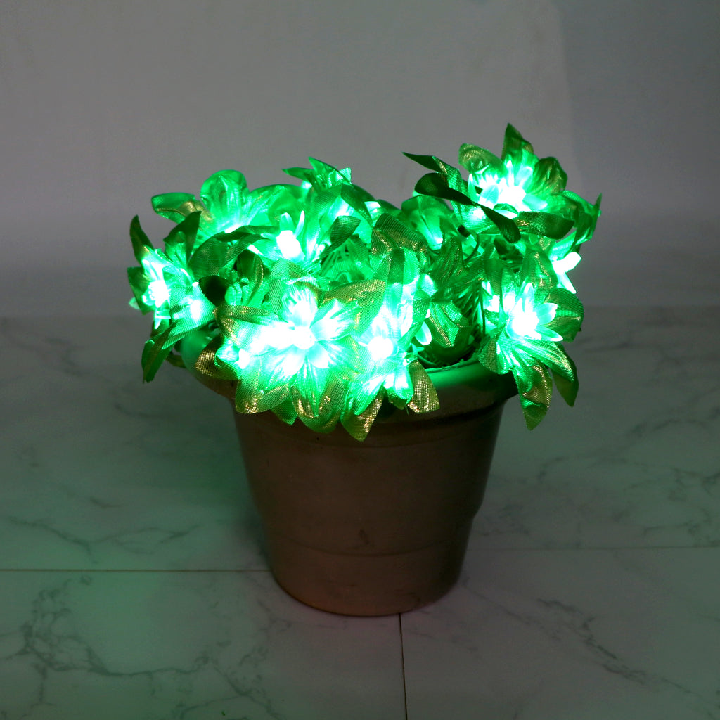 Shiny Green Silicon Flower 24 LED String Fairy Lights
