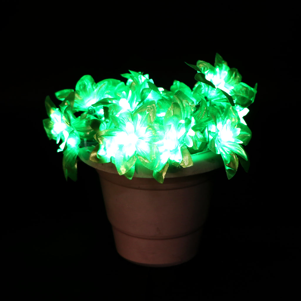 Shiny Green Silicon Flower 24 LED String Fairy Lights