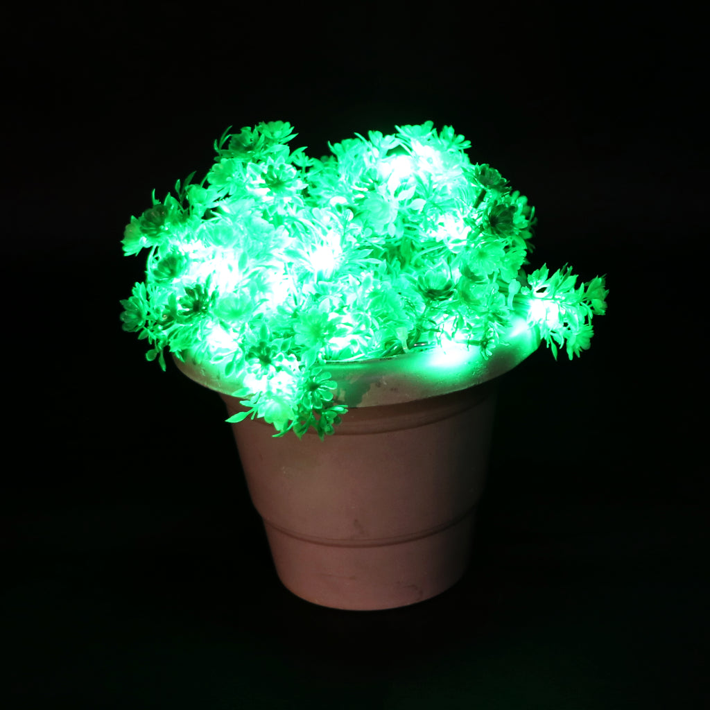 Green Leaves + Flowers 24 LED String Fairy Lights