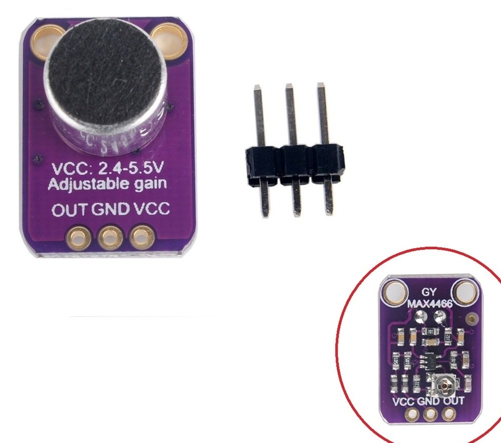 MAX4466 Electret Condenser Microphone Board Amplifier with Adjustable Gain Module