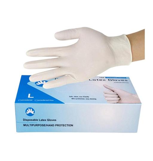 Powder Coated Latex Disposable Gloves Box White