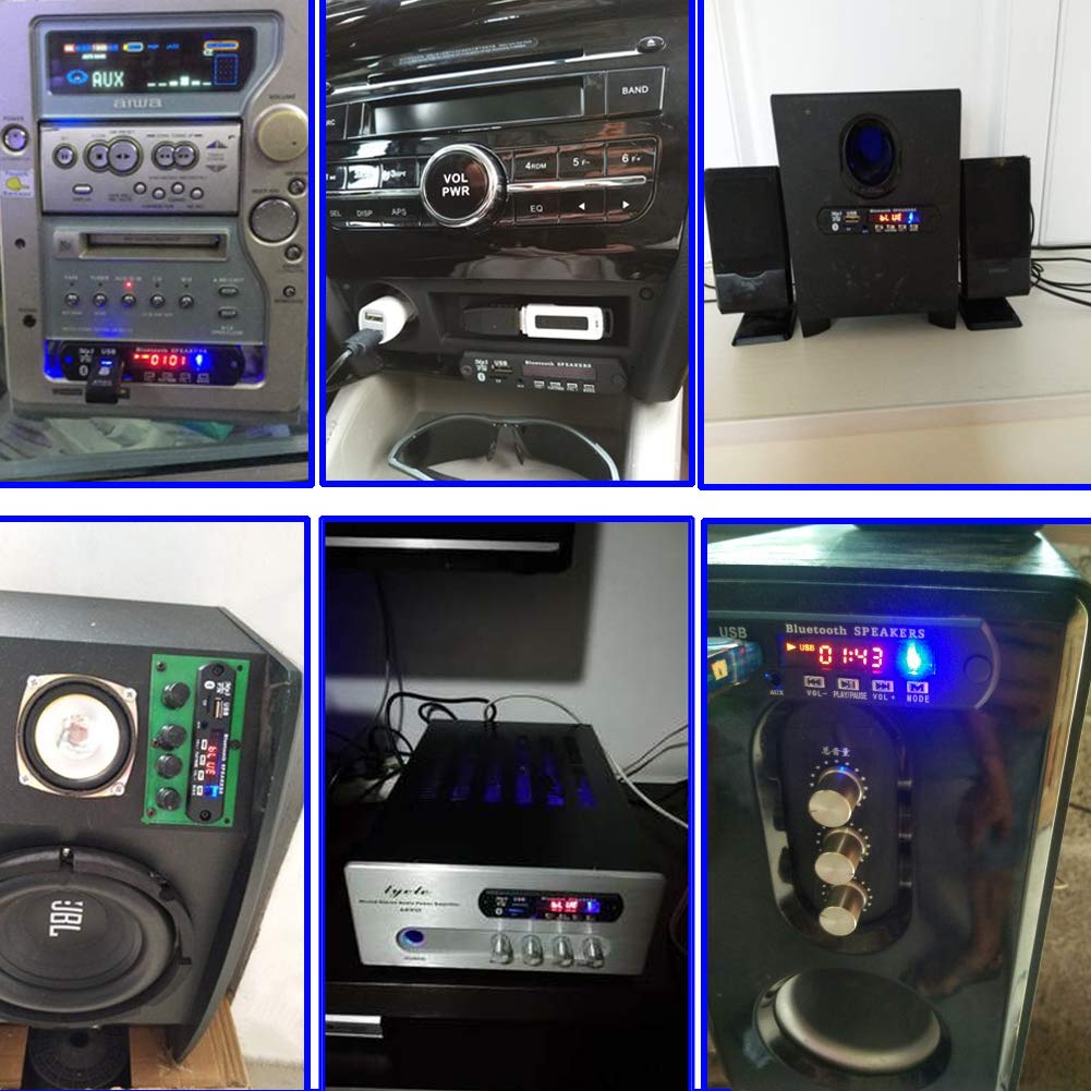 Music Player Modules with Remote, Stereo Board With Built In Display Bluetooth, FM,USB,SD-Card Slot,Aux & Amplifier for DIY/Cars