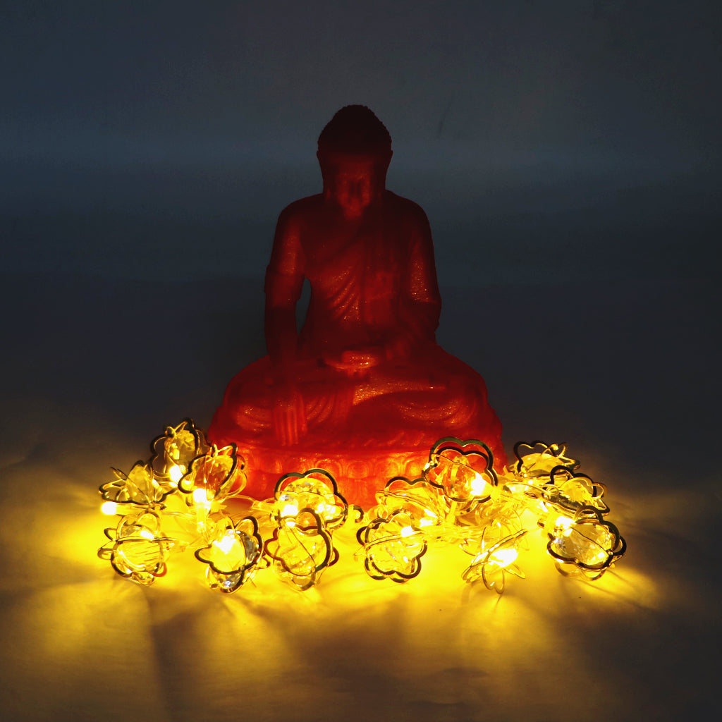 Diamond-in-Flower 14 LED Golden String Lights