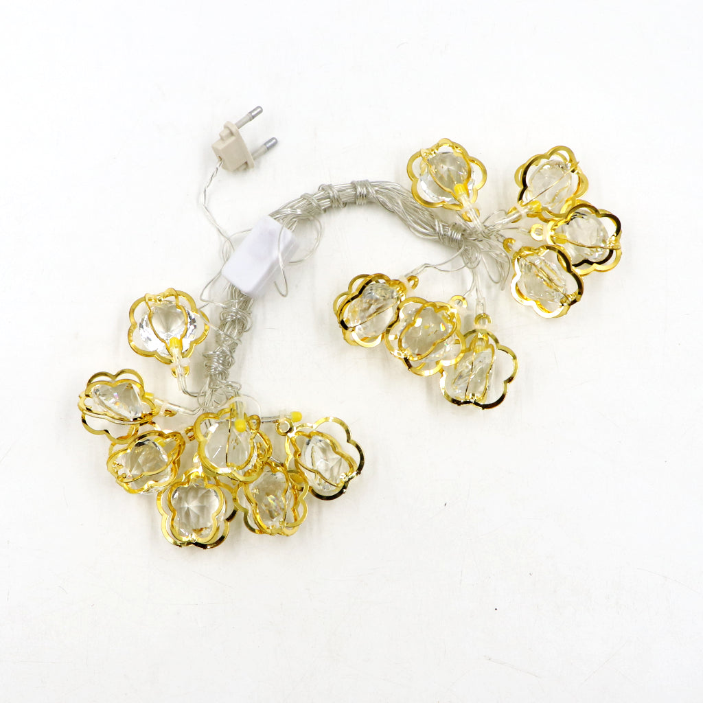 Diamond-in-Flower 14 LED Golden String Lights
