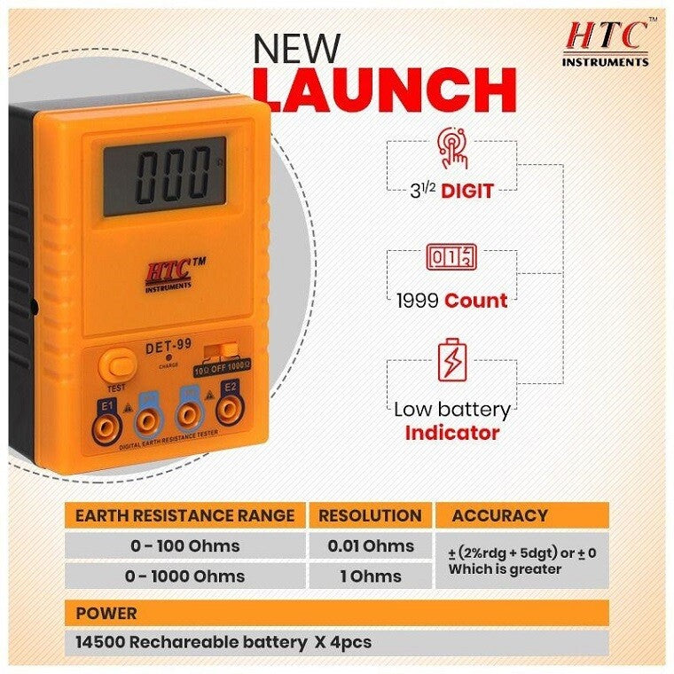 HTC: DET-99 0-10-1000 Ohms Digital Earth Resistance Tester